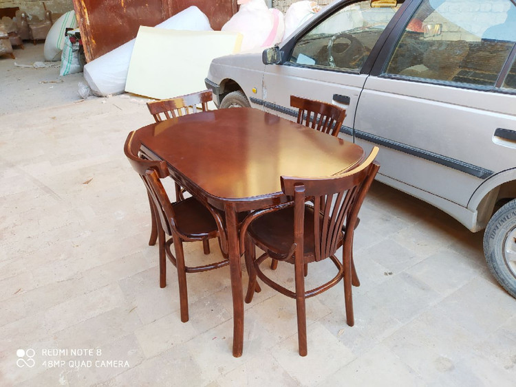نهارخوری ۴نفره مدل لهستانی چوب راش پنج تیرک
