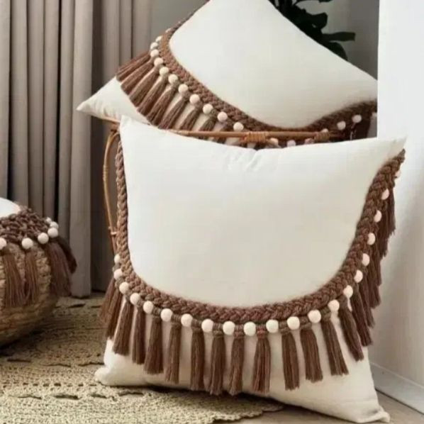 کوسن مکرومه بافی مربع و مستطیل